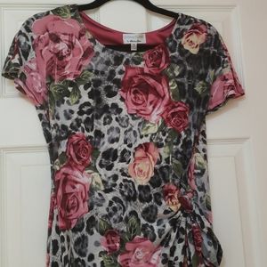 Signature by Robbie Bee Floral/Cheetah Wrap Dress